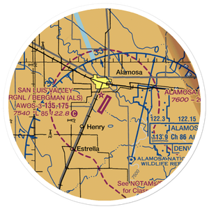 San Luis Valley Regional Bergman Field (ALS) VFR Sectional Sticker (20 mile)
