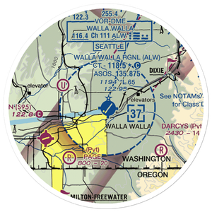 Walla Walla Regional Airport (ALW) VFR Sectional Sticker (20 mile)