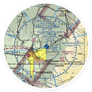 Walla Walla Regional Airport (ALW) VFR Sectional Sticker (30 mile)