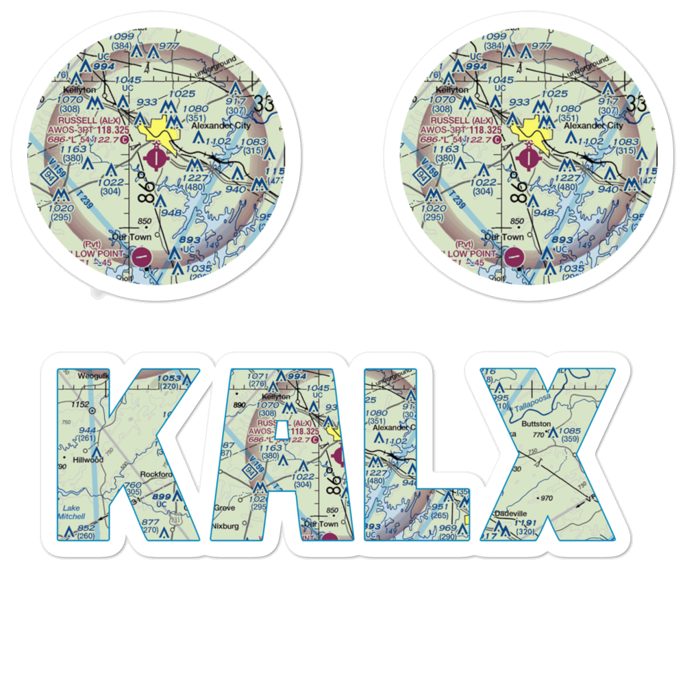 Thomas C Russell Field (ALX) VFR Sectional Sticker Pack 