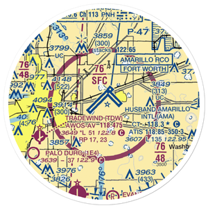 Rick Husband Amarillo International Airport (AMA) VFR Sectional Sticker (20 mile)