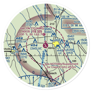 Bacon County Airport (AMG) VFR Sectional Sticker (20 mile)
