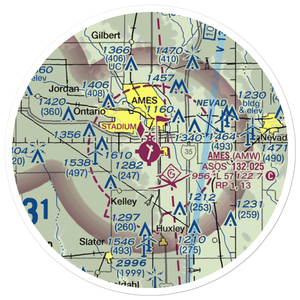 Ames Municipal Airport (AMW) VFR Sectional Sticker (20 mile)