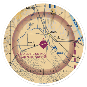 Arco Butte County Airport (AOC) VFR Sectional Sticker (20 mile)