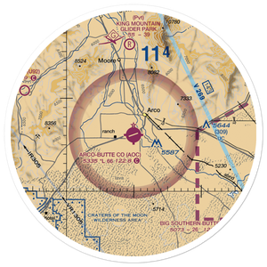 Arco Butte County Airport (AOC) VFR Sectional Sticker (30 mile)