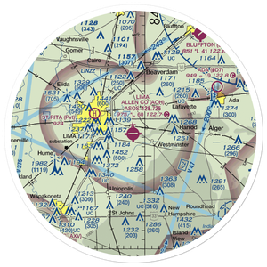Lima Allen County Airport (AOH) VFR Sectional Sticker (30 mile)