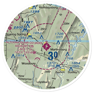 Altoona Blair County Airport (AOO) VFR Sectional Sticker (20 mile)