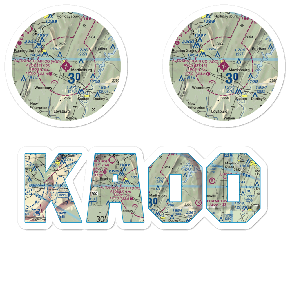 Altoona Blair County Airport (AOO) VFR Sectional Sticker Pack 
