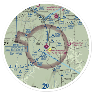 Ava Bill Martin Memorial Airport (AOV) VFR Sectional Sticker (30 mile)