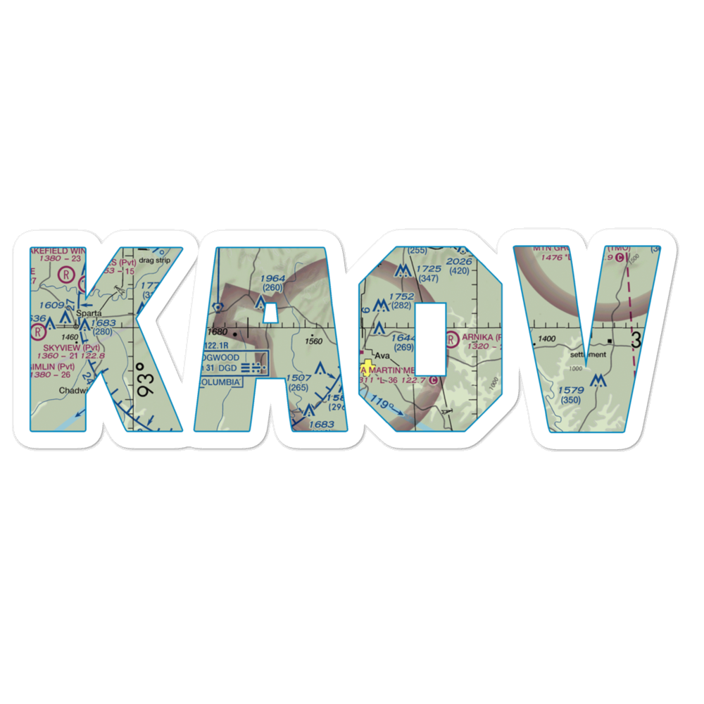 Ava Bill Martin Memorial Airport (AOV) VFR Sectional Sticker 