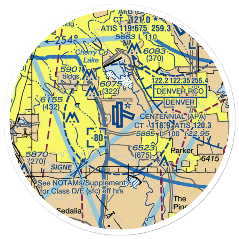 Centennial Airport (APA) VFR Sectional Sticker (20 mile) 