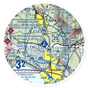 Napa County Airport (APC) VFR Sectional Sticker (20 mile)