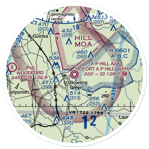 A P Hill AAF (Fort A P Hill) Airport (APH) VFR Sectional Sticker (20 mile)