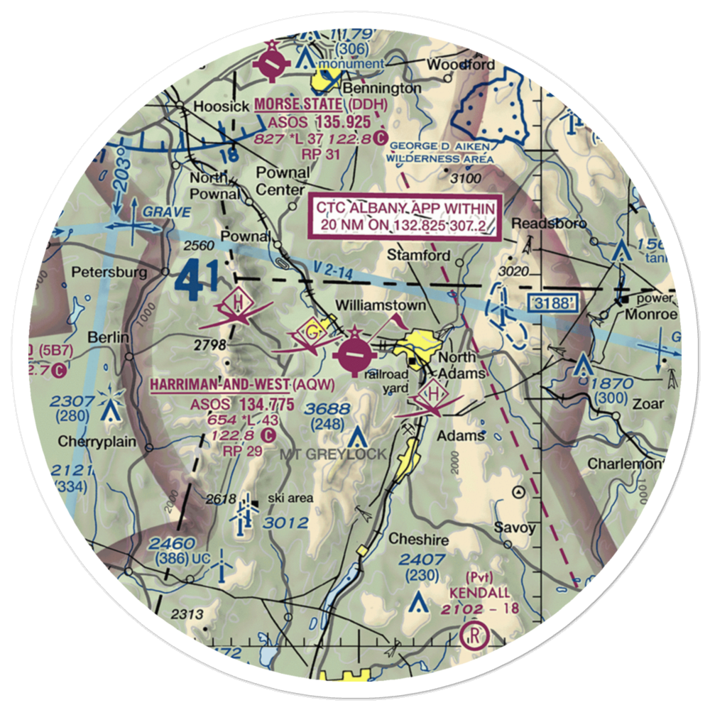 Harriman and West Airport (AQW) VFR Sectional Sticker (30 mile) 