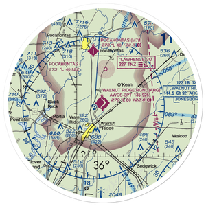 Walnut Ridge Regional Airport (ARG) VFR Sectional Sticker (30 mile)