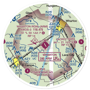 Wharton Regional Airport (ARM) VFR Sectional Sticker (20 mile)