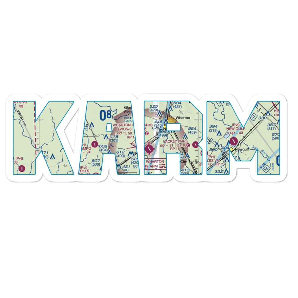 Wharton Regional Airport (ARM) VFR Sectional Sticker 