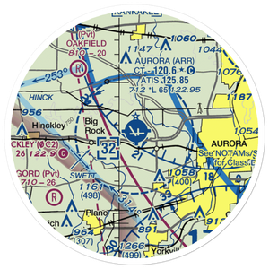 Aurora Municipal Airport (ARR) VFR Sectional Sticker (20 mile)