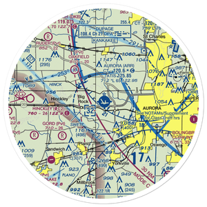 Aurora Municipal Airport (ARR) VFR Sectional Sticker (30 mile)