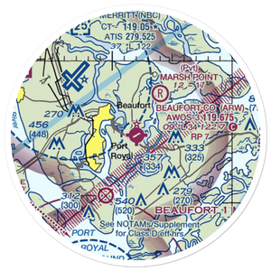 Beaufort County Airport (ARW) VFR Sectional Sticker (20 mile)