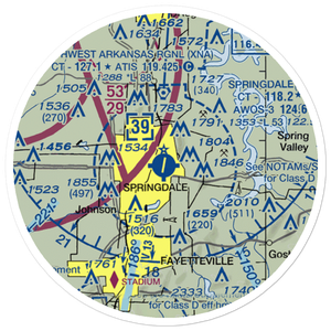 Springdale Municipal Airport (ASG) VFR Sectional Sticker (20 mile)