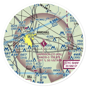 Harrison County Airport (ASL) VFR Sectional Sticker (20 mile)