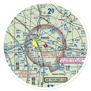 Harrison County Airport (ASL) VFR Sectional Sticker (30 mile)