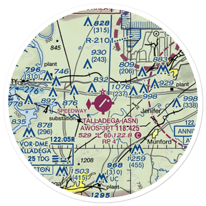 Talladega Municipal Airport (ASN) VFR Sectional Sticker (20 mile)