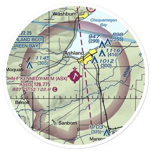 John F Kennedy Memorial Airport (ASX) VFR Sectional Sticker (20 mile)