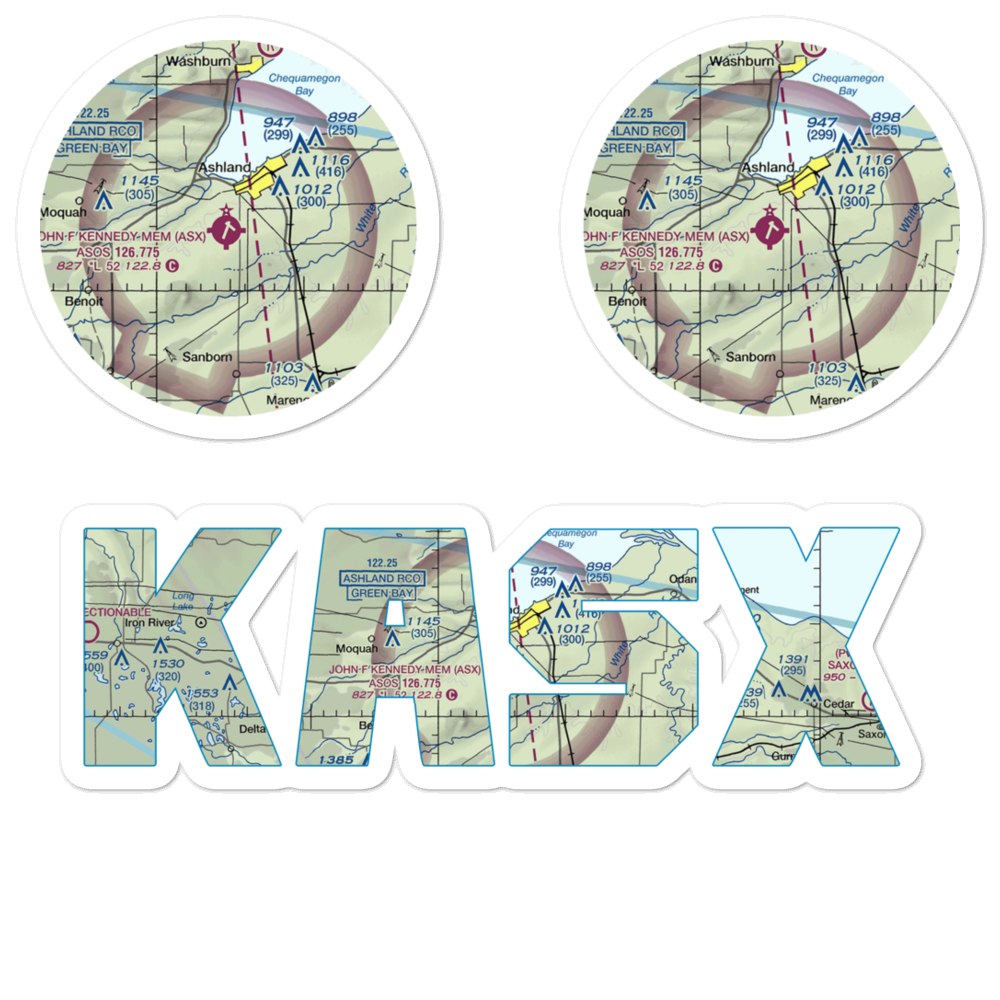 John F Kennedy Memorial Airport (ASX) VFR Sectional Sticker Pack 