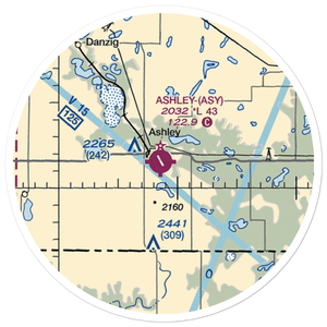 Ashley Municipal Airport (ASY) VFR Sectional Sticker (20 mile)