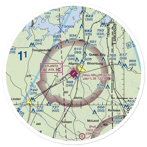 Hall Miller Municipal Airport (ATA) VFR Sectional Sticker (30 mile)