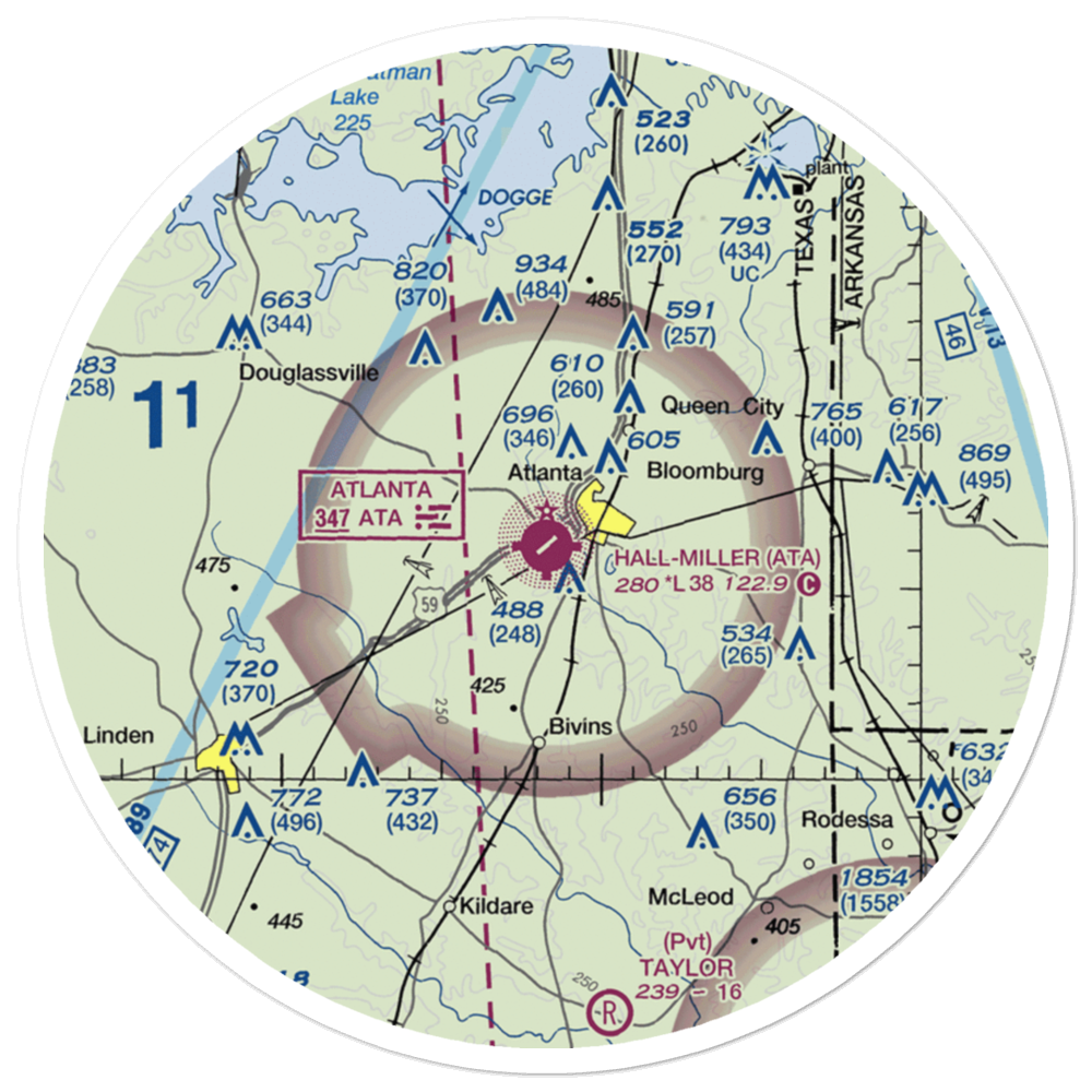 Hall Miller Municipal Airport (ATA) VFR Sectional Sticker (30 mile) 