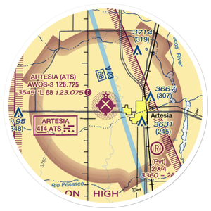Artesia Municipal Airport (ATS) VFR Sectional Sticker (20 mile)