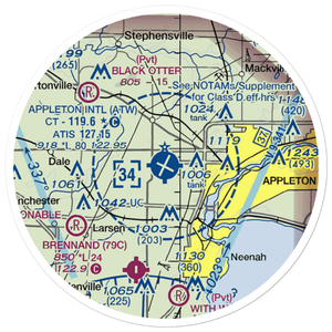 Appleton International Airport (ATW) VFR Sectional Sticker (20 mile)