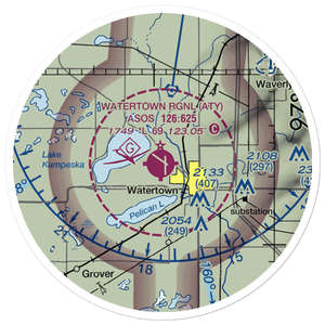 Watertown Regional Airport (ATY) VFR Sectional Sticker (20 mile)