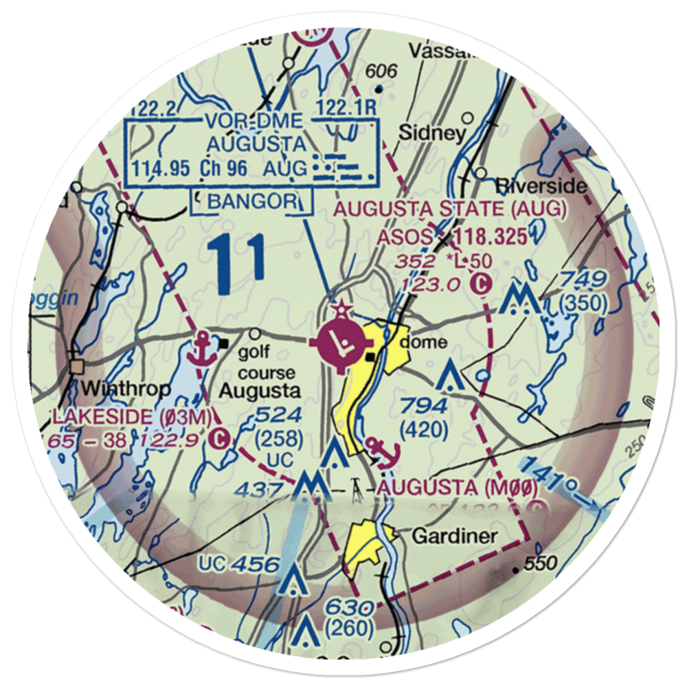 Augusta State Airport (AUG) VFR Sectional Sticker (20 mile) 