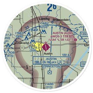 Austin Municipal Airport (AUM) VFR Sectional Sticker (20 mile)
