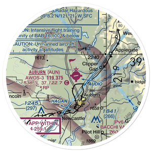 Auburn Municipal Airport (AUN) VFR Sectional Sticker (20 mile)