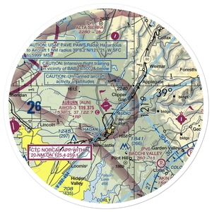 Auburn Municipal Airport (AUN) VFR Sectional Sticker (30 mile)