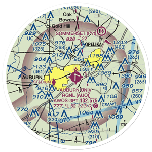 Auburn University Regional Airport (AUO) VFR Sectional Sticker (20 mile)