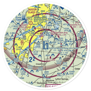 Austin Bergstrom International Airport (AUS) VFR Sectional Sticker (30 mile)