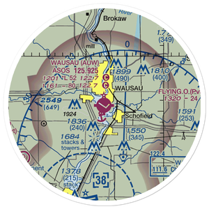 Wausau Downtown Airport (AUW) VFR Sectional Sticker (20 mile)