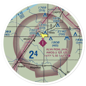 Alva Regional Airport (AVK) VFR Sectional Sticker (20 mile)