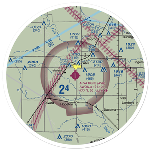 Alva Regional Airport (AVK) VFR Sectional Sticker (30 mile)