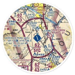 Asheville Regional Airport (AVL) VFR Sectional Sticker (20 mile)