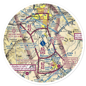 Asheville Regional Airport (AVL) VFR Sectional Sticker (30 mile)
