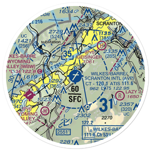 Wilkes Barre Scranton International Airport (AVP) VFR Sectional Sticker (20 mile)
