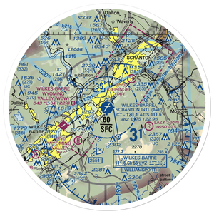 Wilkes Barre Scranton International Airport (AVP) VFR Sectional Sticker (30 mile)