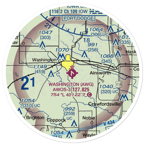 Washington Municipal Airport (AWG) VFR Sectional Sticker (20 mile)